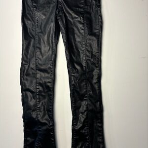 NWT We The Free People Black Coated Split Hem Grunge Pants Small